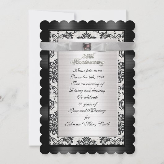 25e Jubileum partijuitnodiging zwart-wit Kaart (Voorkant)