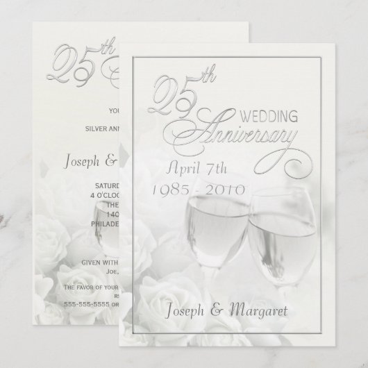 25e Jubileum partijuitnodigingen - Gepersonaliseer Kaart (Voorkant / Achterkant)