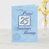 25e Jubileum priester blauw wervelen gefeliciteerd Kaart (Gele Bloem)