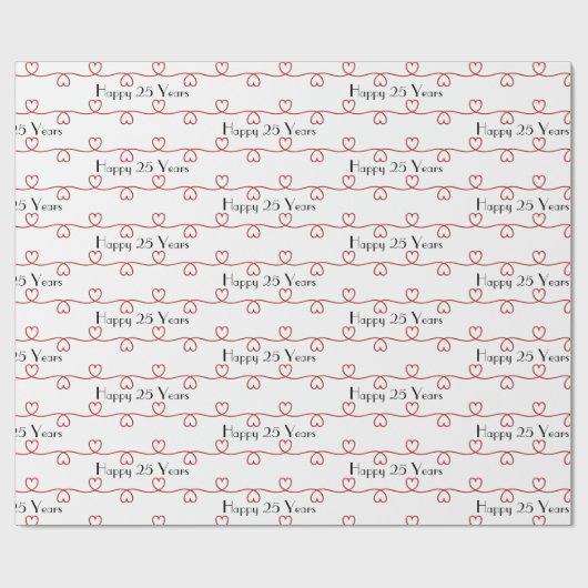 25e Jubileum Rode harten Cadeaupapier (Vlak)