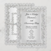 25e Jubileum Roos Damask Silver White 2 Kaart (Voorkant / Achterkant)
