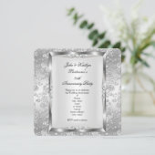 25e Jubileum Roos Damask Silver White 4 Kaart (Staand voorkant)