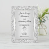 25e Jubileum Roos Damask Silver White Kaart (Staand voorkant)
