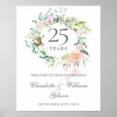 25e Jubileum Rozen Floral Welcome Sign Poster (Voorkant)
