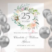 25e Jubileum Rozen Floral Welcome Sign Poster