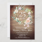 25e jubileum Rustieke Boho Houten Rozen Krans Kaart (Voorkant)