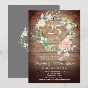 25e jubileum Rustieke Boho Houten Rozen Krans Kaart