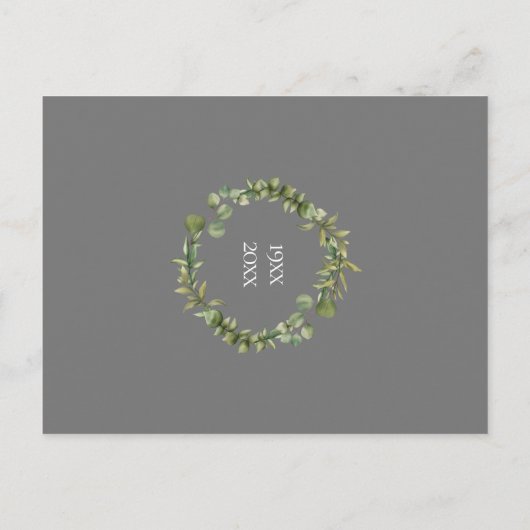 25e Jubileum Save the Date Greenery Garland Aankondigingskaart (Achterkant)