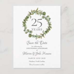 25e jubileum Save the Date Groene Guirlande  Aankondigingskaart