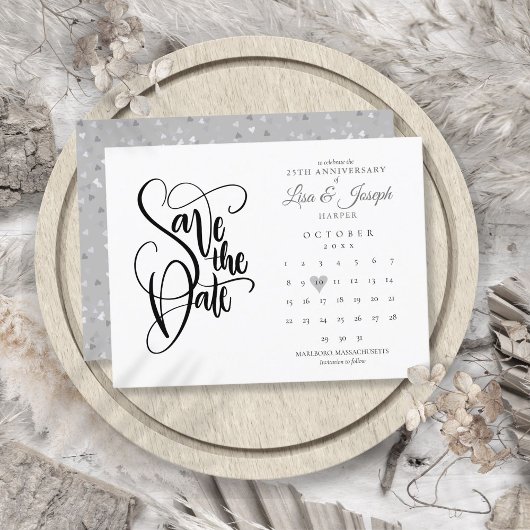 25e jubileum Save the Date kalender Liefde Hart Aankondigingskaart