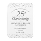 25e jubileum Save the Date Zilveren Hartjes  Magneet (Verticaal)