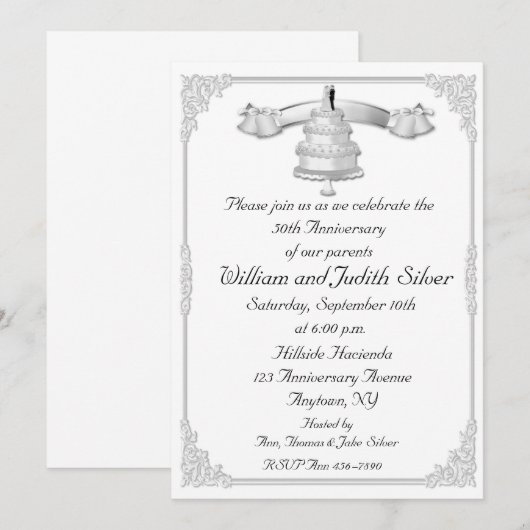 25e Jubileum Silver Cake Kaart (Voorkant / Achterkant)