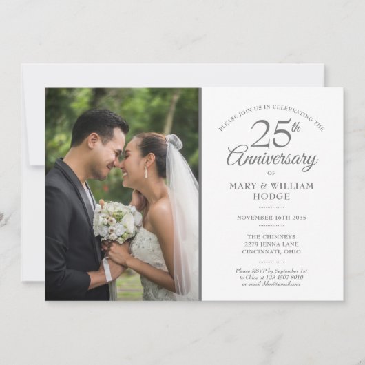 25e Jubileum Silver Confetti Wedding Photo Kaart (Voorkant)