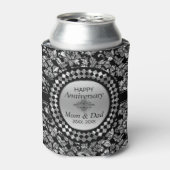 25e Jubileum Silver en Black Damask Blikjeskoeler (Blikje Voorkant)