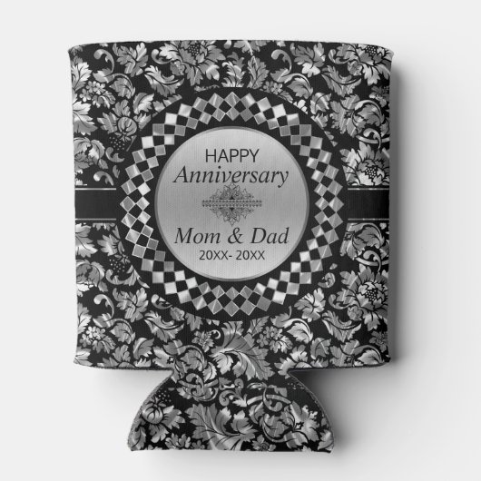 25e Jubileum Silver en Black Damask Blikjeskoeler (Achterkant)