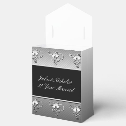25e Jubileum Silver en Black Favor Box Bedankdoosjes (Geopend)