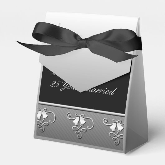 25e Jubileum Silver en Black Favor Box Bedankdoosjes (Voorkant Zijde)
