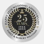 25e Jubileum Silver en witte diamant Ronde Sticker (Voorkant)