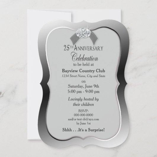 25e Jubileum - Silver Faux Diamond Kaart (Achterkant)