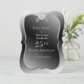 25e Jubileum - Silver Faux Diamond Kaart (Staand voorkant)
