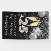 25e Jubileum Silver Glitter Confetti Welcome Spandoek (Horizontaal)