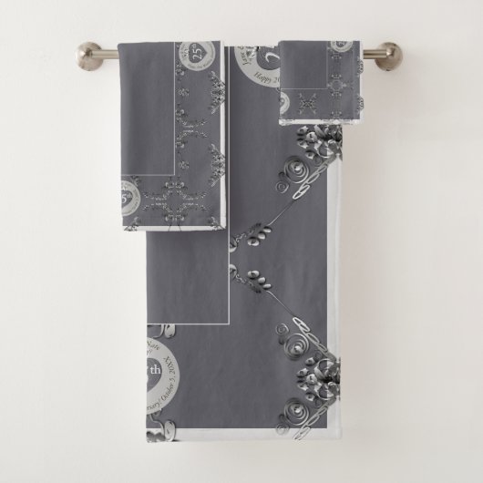 25e Jubileum Silver & Grey badhanddoek Bad Handdoek (Insitu)