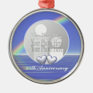 25e Jubileum Silver Hearts (foto lijst) Metalen Ornament