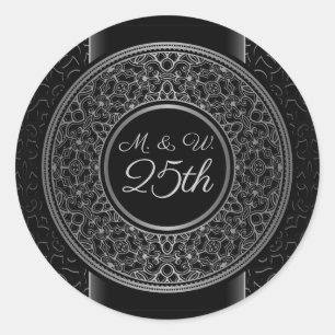 25e Jubileum Silver Medallion Monogrammed Ronde Sticker