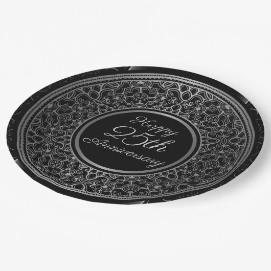 25e Jubileum Silver Medallion Paper Borden Papieren Bordje (Gekanteld)