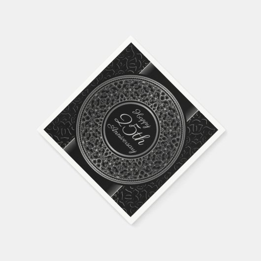 25e Jubileum Silver Medallion Paper Napkins Servet (Hoek)