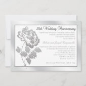 25e Jubileum Silver Peony op White Linen Kaart (Voorkant)