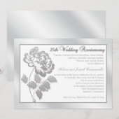 25e Jubileum Silver Peony op White Linen Kaart (Voorkant / Achterkant)