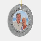25e Jubileum | Silver Sparkle Two Photo Keramisch Ornament (Rechts)