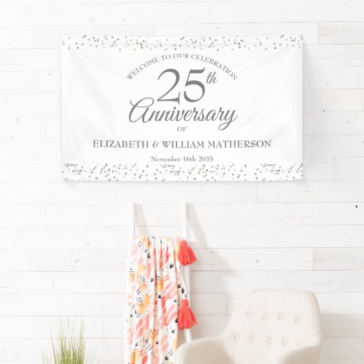 25e Jubileum Silver Stardust Confetti Welkom Spandoek (Insitu)