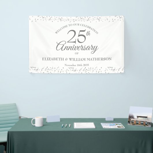 25e Jubileum Silver Stardust Confetti Welkom Spandoek (Beurs)