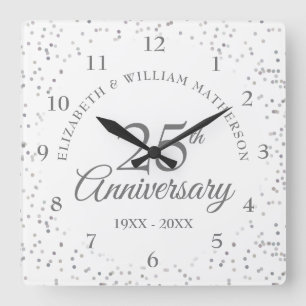 25e Jubileum Silver Stardust Vierkante Klok