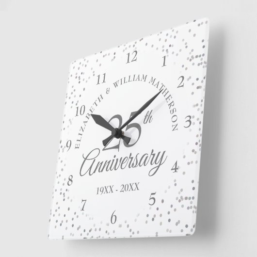 25e jubileum Silver Stardust Vierkante Klok (Hoek)