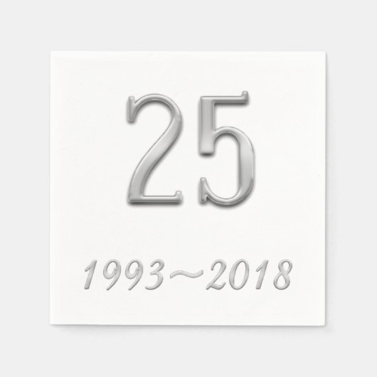 25e Jubileum Silver Wedding Typografie 2018 Servet (Voorkant)