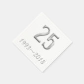 25e Jubileum Silver Wedding Typografie 2018 Servet (Hoek)