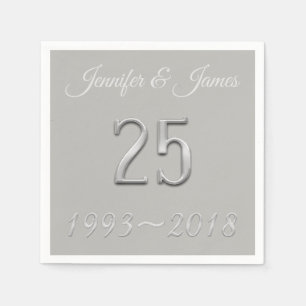 25e Jubileum Silver Wedding Typografie 2018 Servetten