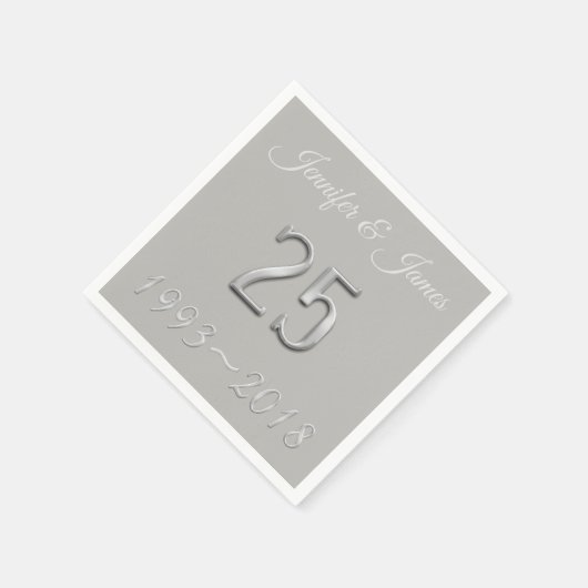 25e Jubileum Silver Wedding Typografie 2018 Servetten (Hoek)