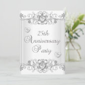 25e Jubileum Silver White Diamond Hearts 2 Kaart (Staand voorkant)