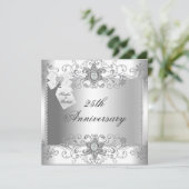 25e Jubileum Silver White Diamond Invitation Kaart (Staand voorkant)