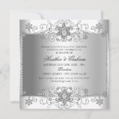 25e Jubileum Silver White Diamond Invitation Kaart (Achterkant)