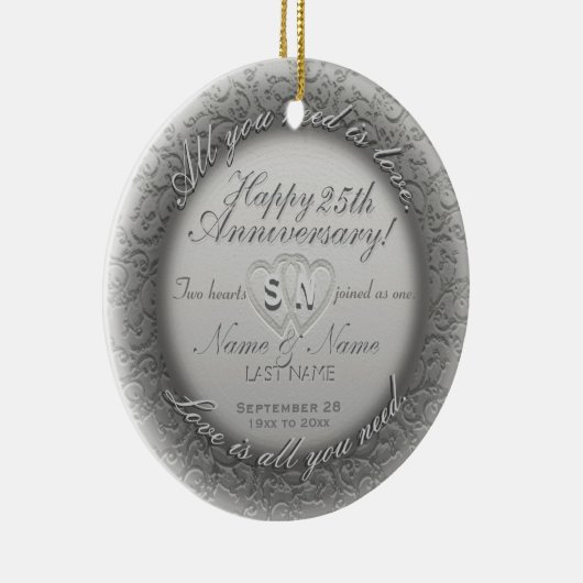 25e Jubileum Sjabloon voor sierdoeleinden Keramisch Ornament (Rechts)