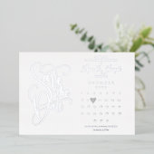 25e Jubileum Sla de datum-kalender Silver op Folie Uitnodiging (Staand Voorkant)