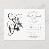 25e Jubileum Sparen de DatumKalenderliefde Hart Aankondigingskaart (Voorkant)