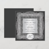 25e Jubileum Square Silver Invitation Kaart (Voorkant / Achterkant)