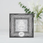 25e Jubileum Square Silver Invitation Kaart (Staand voorkant)