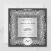 25e Jubileum Square Silver Invitation Kaart (Voorkant)